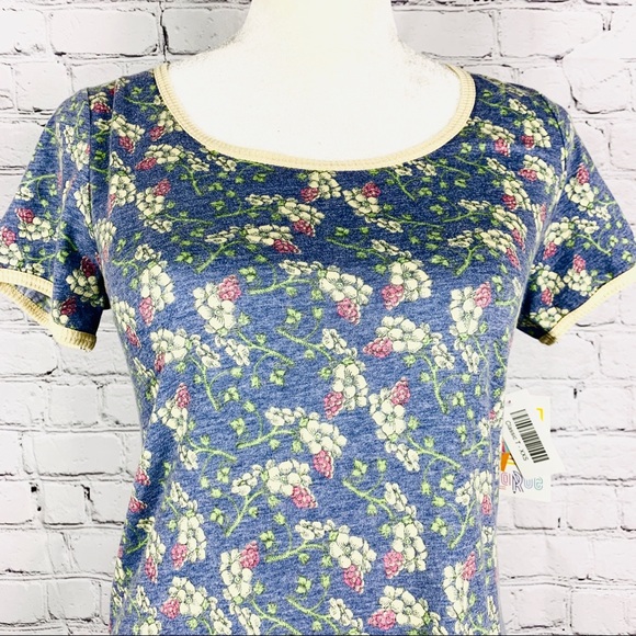 Lularoe Blue Floral Classic T Size XXS - Picture 3 of 4